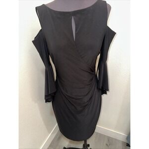 Ralph Lauren Women's Cold-Shoulder Keyhole Dress Black Size 4